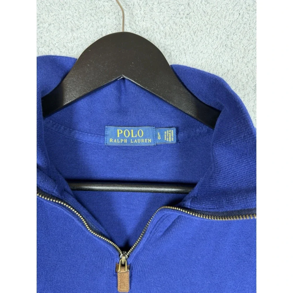 Polo Ralph Lauren‎ 1/4 Zip Sweater Mens Size L Quarter Zip Pullover Men's Blue